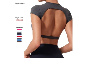 High Elastic Sports Shirts Custom Logo Workout Tops Short Sleeve Gym Crop Top Seamless Fitness Yoga T Shirt for Women