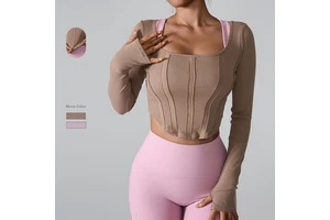 New Fashionable Women's Pullover Fitness Tops Running Long Sleeve Yoga Tops Quick Dry Running Yoga Tops
