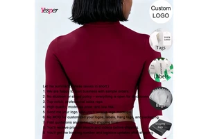 Women's Yoga Sportswear Four-Way Stretch Breathable 90% Polyamide + 10% Elastane Crop Sexy Half-Zip Thumbhole Skinny Fit Tops