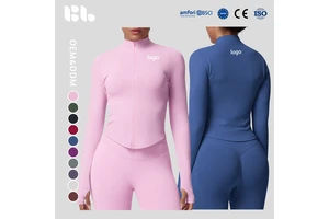 Women's Classic Breathable Lightweight Long Sleeve Pilates Workout Crop Top Zip-Up Sport Yoga Jacket Recyclable
