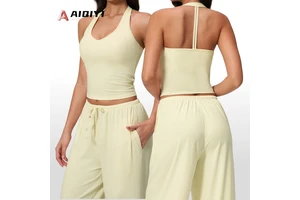3058 Breathable Brushed V-Neck Tight-Fit Sports Bra for Women Running Workout Fitness Vest Yoga Tank Top