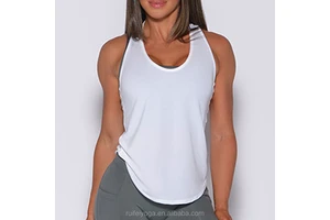Custom Logo Stringer Vest Singlet Gym Workout Fitness Sleeveless Tank Top Ladies Yoga Active Loose Fit Racerback Women Tank Tops