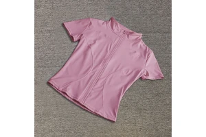 Summer High Quality Waist Slimming Training Tops Quick-drying Tight Stand Collar Full Zipper Short Sleeves Yoga Shirts for Women