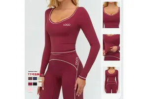 Slim-fit Lightweight Spandex/Nylon Sweat-Wicking Eco-Friendly Plus Size Women's Gym T-shirt Pilates Yoga Tops All Seasons Long