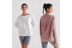 Women's Breathable Quick-Dry Long Sleeve Athletic Top Loose Fit Sun Protection Shirt for Running Yoga Workout
