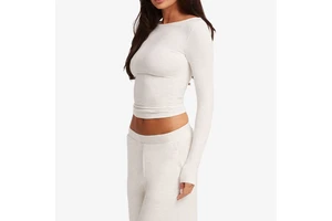 Women's Custom Logo Eco-Friendly Sweat-Wicking Four-Way Stretch Relax Athleisure Long Sleeve Regular Fit Lightweight Yoga Tops