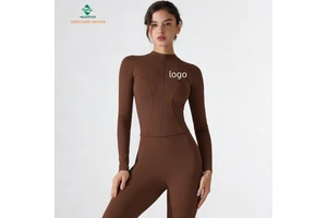 Custom Women's Yoga Long-Sleeve Crew Neck Slim-Fit Quick-Dry Breathable Spandex/Nylon Shaping Stretch Sports Top Wear Yoga Wear