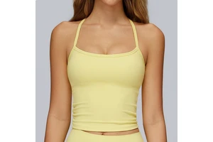 Women's Activewear Quick Dry Yoga Vest Fitness Cross Back Sports Vest Clothing Ribbed Seamless Workout Wear Gym Tank Top
