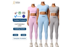 Under Lulu Custom High-Quality Nylon Brushed Nude Breathable Quick-Dry Tight-Fitting Sports Yoga Suit Short-Sleeved Fitness