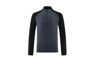 Aoyema Hot Sale Outdoor Long Sleeve Stand Collar Running Sports Fitness Breathable Quick Drying Half Zipper Stretch Top for Men