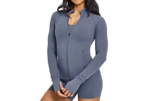 Zipper Hooded Brushed Tight Fitting Slimming Long Sleeved Sports Top for Women Running Fitness Slim Fit Soft Suit Yoga Jacket