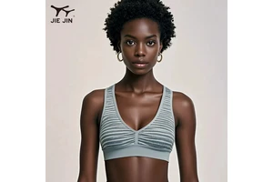 JIEJIN High Quality Eco Friendly Women Sexy Casual Twisted Deep V Neck Yoga Top With Built in Bra