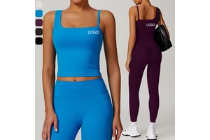 XW-DBX9000 Plus Size Custom Yoga Breathable Lightweight Nylon Spandex Fabric Women Sportswear Sleeveless Shoulder Neck Fitness