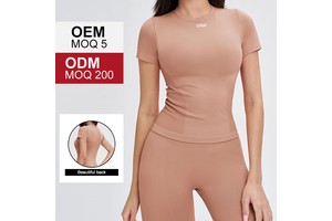 EDX5081 Seamless Yoga Short-sleeved Round Neck Comfortable Sports Tight Yoga T-shirt Outdoor Running Sports Top