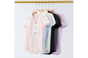 Women's Lightweight Casual Tennis Polo Top Breathable Solid Short-Sleeved Mesh Sports Yoga Wear with Print Label for Workout