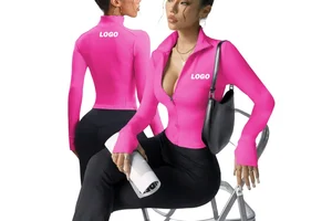 Custom Lightweight Women's Long Sleeve Running Tops BBL Outdoor Gym Fitness Clothes Elastic Zipper for Workout Yoga Jacket Tops
