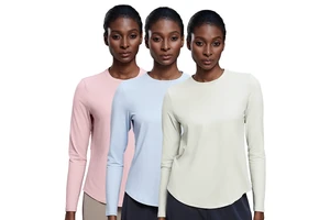 D25148 Women Loose Slim Fit Crew Neck Casual Wearing Quick Dry Nude Feeling Autumn Workout Sports Yoga Top