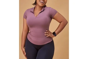 New Style Plus Size Yoga Gym Top Solid Quick-Drying Running Sports T-short Half Zipper Short Sleeve Fitness Yoga Top for Woman