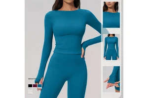 Women Summer Brushed Creamy Yoga Long Sleeve Top Soft Slim Sports Shirt for Outdoor Running Fitness Workout