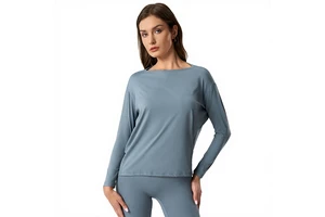 Cross-border New Style Loose Breathable Nude-feel Yoga Nine Quarter Sleeve for Solid Women's Casual Versatile Fitness Top