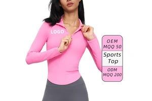 CX1574 Women Long Sleeve Half-Zipper Yoga Top Stand up Collar Top Gym Fitness High Stretchy Yoga Jacket