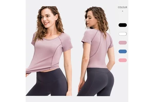Quick-Dry Trim Fit Breathable Lady Custom Sports Yoga Fitness High Quality Gym Workout Plus Size T-Shirts Tops for Women