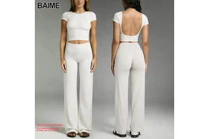 New Backless Yoga Outfit Women's Fixed Cup Sexy Sports Top Tight Fitting Quick Drying Fitness Short Sleeved Shirt