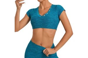 European and American Sport Yoga Tops Short Sleeve Women's Brushed Tight Fit Backless Yoga Top for Running Fitness T-Shirt