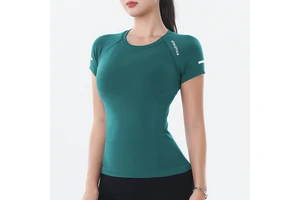 Yoga Top New Women's Seamless Fitness Short Sleeve Slim Quick Dry Stretch Running Yoga T-Shirt