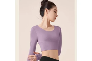 Women's Cross Back Yoga Clothes Padded Bra Naked Feeling Quick Drying Fitness Top Yoga Casual Teen Girls T Shirt