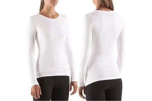 Women's Lightweight Compression Long Sleeve Base Layer Quick-Dry Breathable Sweat-Wicking Eco-Friendly Smart Fabric Solid