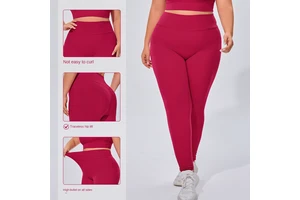 European American Plus Size High Waist Solid Yoga Pants Women's Belly Tight Hip Tight Breathable Spandex/Nylon Running Fitness
