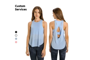 Women's Summer Lightweight Breathable Fitness Sports Vest Quick-Dry Sleeveless Yoga Top with Front Logo DSS122