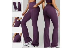 Wholesale High Waist Leggings for Women Butt Lift Pocket Flared Pants Gym Fitness Yoga Wear Outdoor Workout Pant Sportswear
