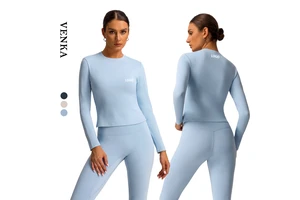 Women's Lightweight Long Sleeve Slim Fit Workout Yoga Top Breathable Gym Sports T-Shirt with round Neck Resistant Keep Warm