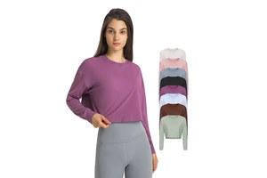 Wholesale Custom O-neck Lightweight Breathable Outdoor Casual Loose Comfortable Simple Women's Yoga Top Tee Shirts