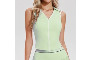 New Deep V Lapel Neck Ladies Workout Yoga Vest Sports Bra Fitness Tank Top Women Gym Polo Shirt Golf Top
