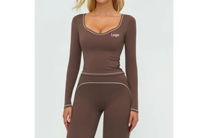New Arrivals V-neck Pilates Yoga Top Luxury Fashionable Nude Feel Breathable Crop Tops for Women Long Sleeve Women t Shirts