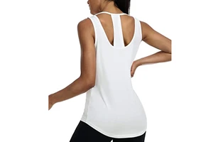 Women's Breathable Knitted Casual Yoga Muscle Tank Tops Long Open Back Loose Fit Sport