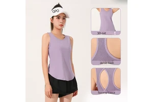 Breathable Sports Vest, Mesh Perforated Beauty Back Yoga Vest, Nude Yoga Wear for Women