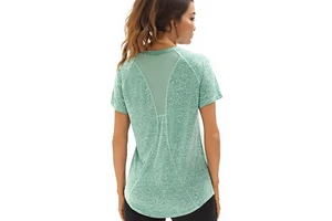 Women's Sports T-Shirt Short Sleeve Yoga V Neck T-Shirts Tops Quick Dry Tops Running Fitness Pilates