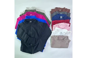 7896 Xingzhong New Yoga Suit Long Sleeve Zipper Sports Fitness Running Jacket Turtleneck Gym Yoga Jacket Women