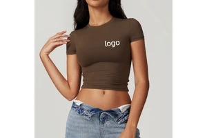 Women's Casual Versatile Slim Fit Quick-Dry Spandex/Nylon Solid Simple Fitness Top Yoga Wear Running Pilates Sports T-Shirt