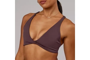 Custom Logo Women Running Workout Deep V Yoga Bra Top Fitness Backless Padded Soft Training Gym Y Back Halter Sports Bra