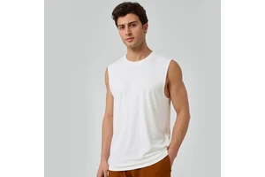 Men Breathable Modal Sleeveless Tank Wide Strap Gym Workout Training Yoga Top Loose Fit 51118
