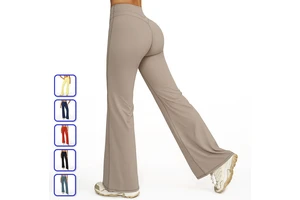 2025 New Trend Women Workout Gym Sports Wear Nude Feeling High Waist Stretchy Athletic Fitness Flared Yoga Pants for Women
