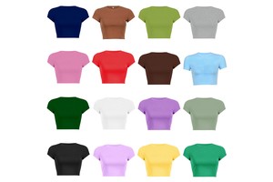 Wholesale High Quality Cotton Women's T-Shirt OEM Manufacturers' Custom Printed Slim Crop Tops With Round/O-Neck for Ladies