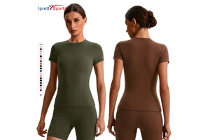 High Quality Yoga Short-sleeved Women's Tight Short Yoga Clothes Casual Quick-drying Sports T-shirt Running Fitness Top