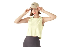 Aoyema Wholesale Hot Design Quick Drying Plain Custom Women Workout Sport Training Yoga Shirts Sleeveless Clothes Loose Crop Top