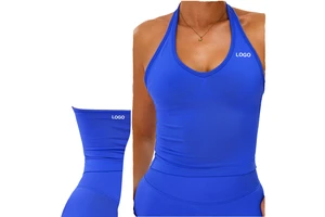 Women Simple Crew Neck Seamed Yoga Top Backless Slim Tummy Control High Support Front Fitness Running Lightweight Breathable